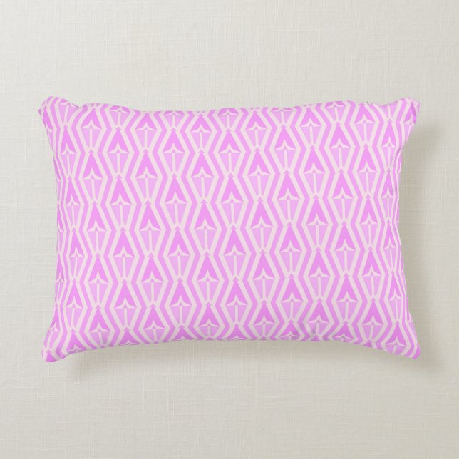 Almohada de acento rosa y blanco Diamonds & Arrows (Anverso)