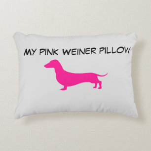 Almohada de acento rosado de Dachshund Mi Weiner r