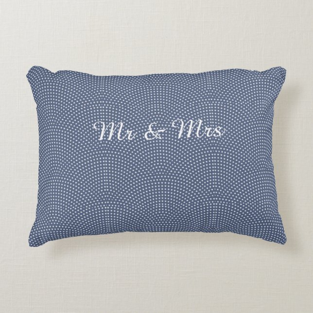 Almohada de acento Sr y Sra azul (Anverso)