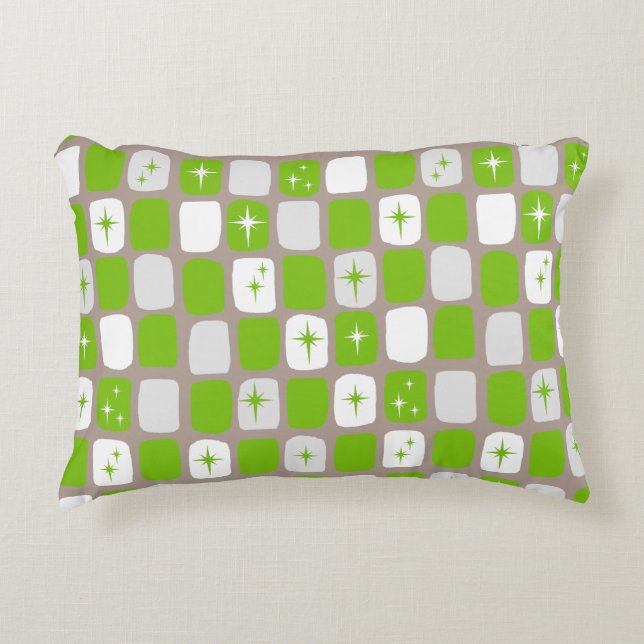 Almohada de acento verde y blanco retro (Anverso)