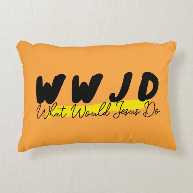 Almohada de acento WWJD – “¿Qué haría Jesús?” (Anverso)
