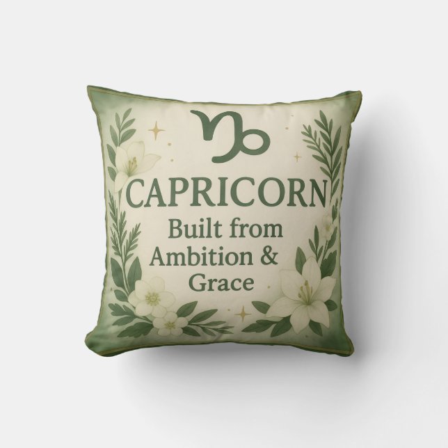 Almohada de Acuarela de Capricornio – Zodíaco Flor (Anverso)