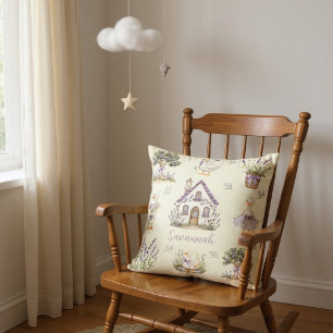 Almohada de acuarela de Cottage Sweet Lavender con