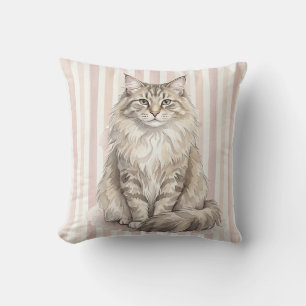 Almohada de Acuarela de Gato Bosque Noruego