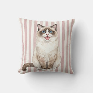 Almohada de Acuarela de Gato Snowshoe Adorable