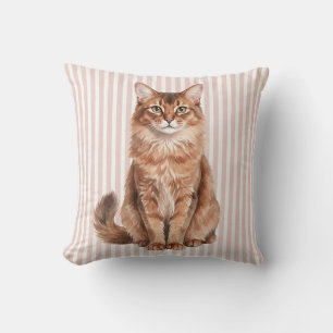 Almohada de Acuarela de Gato Somalí