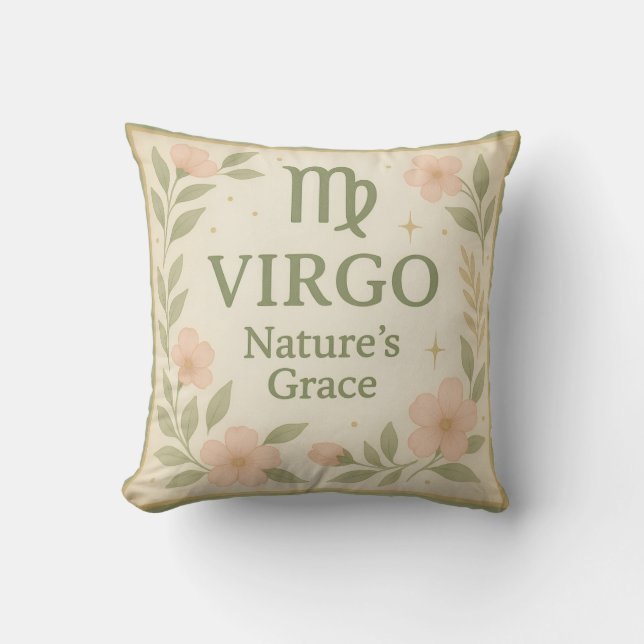 Almohada de acuarela de Virgo – Hogar zodiacal flo (Anverso)