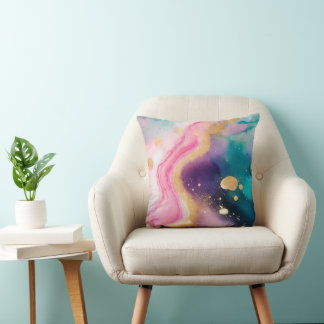 Almohada de acuarela en tonos pastel suaves con ac