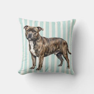 Almohada de Acuarela Staffordshire Bull Terrier