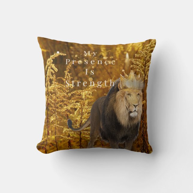 Almohada de Afirmación de León – Mi Presencia Es F (Anverso)