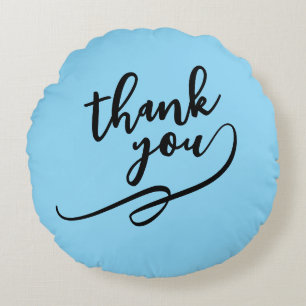 Almohada de agradecimiento decorativa azul claro -