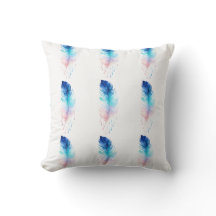 Almohada de agua azul Ombre Pluma