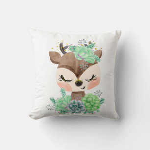 Almohada de agua con ciervo y suculentas