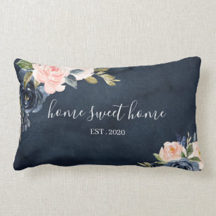 Almohada de agua floral Home Sweet Home Navy