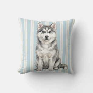 Almohada de agua para decorar con arte de Husky Si