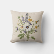 Almohada de Aguja de Flor Silvestre Botánica