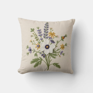 Almohada de Aguja de Flor Silvestre Botánica