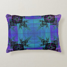 Almohada de Alegría Fractal Aqua y Lila