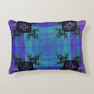 Almohada de Alegría Fractal Aqua y Lila