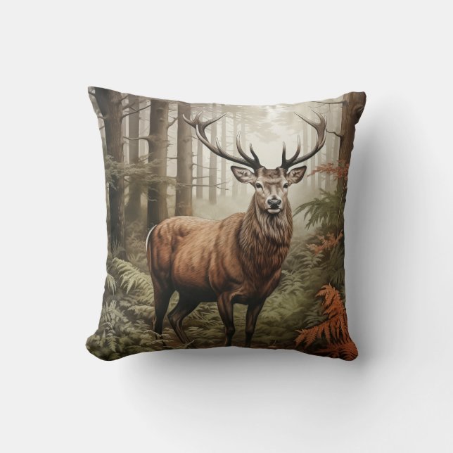 Almohada de Algodón Ciervo de Otoño (Anverso)