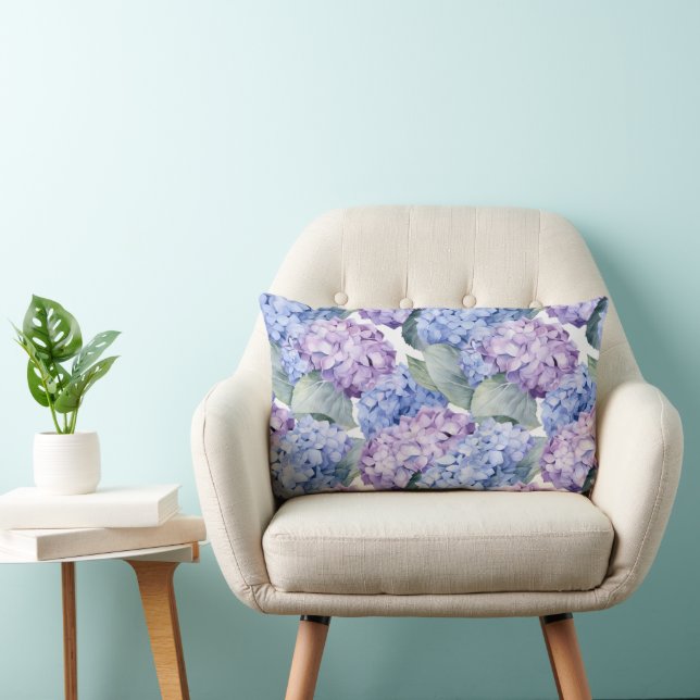 Almohada de algodón con flores de Hortensia (Silla)