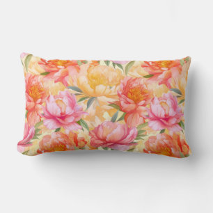 Almohada de Algodón con Flores de Peonía