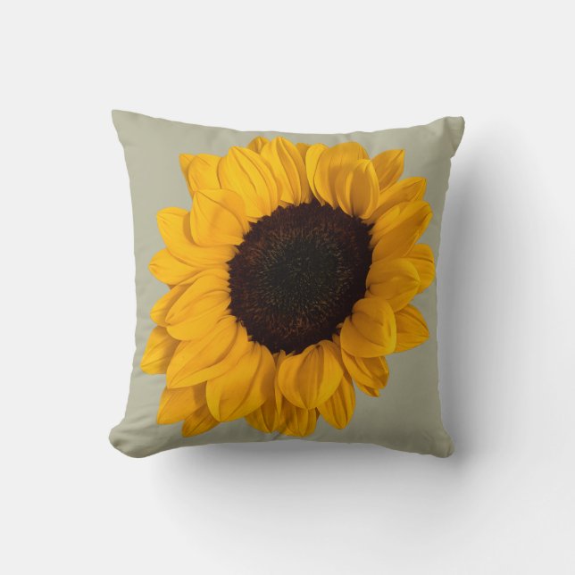 Almohada de algodón con foto de girasol (Anverso)