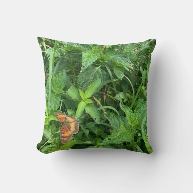 almohada de algodón con mariposa (Anverso)