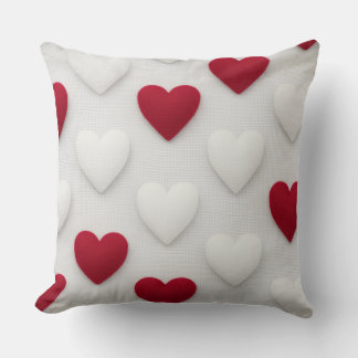 Almohada de Algodón Corazones Rojos y Blancos Espo