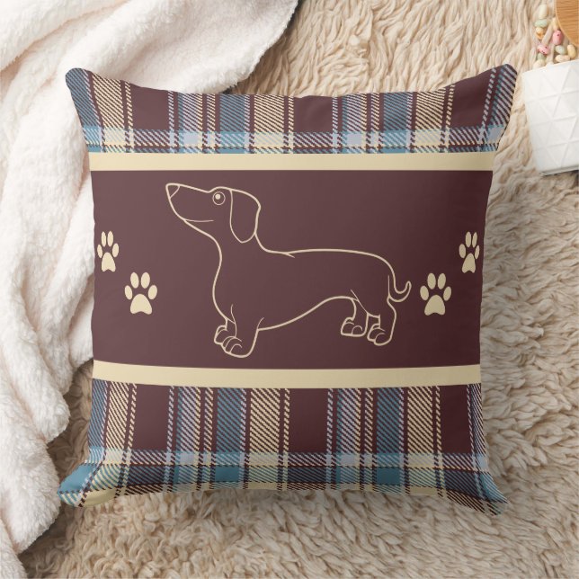 Almohada de algodón Dachshund de plástico marrón d (Manta)