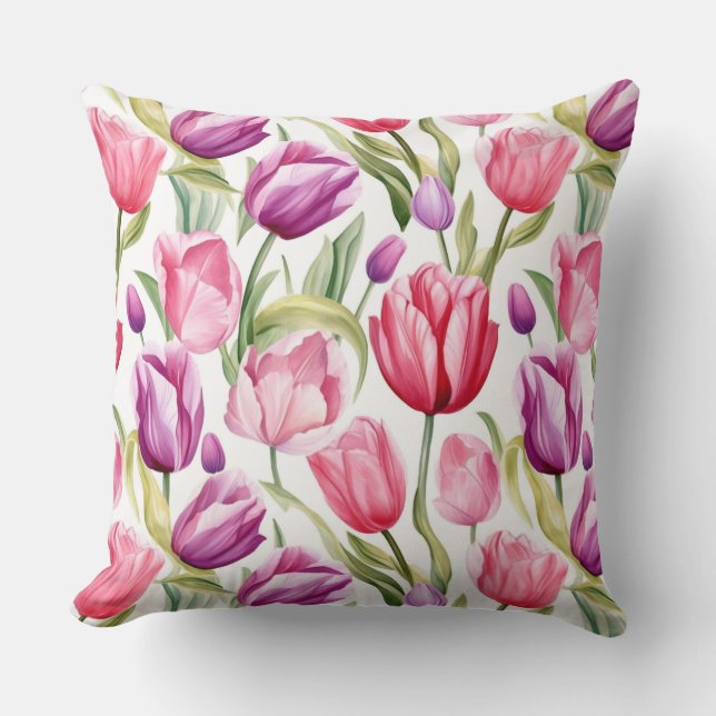 Almohada de Algodón de Tulipanes (Anverso)