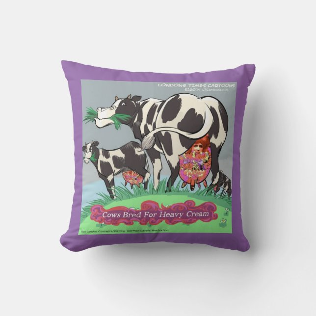 Almohada de Algodón Divertida con Vacas Criadas pa (Anverso)