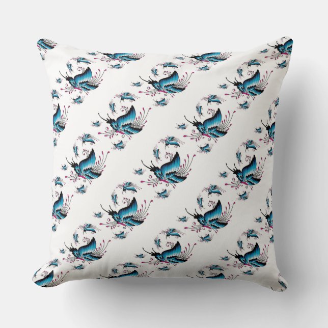 Almohada de Algodón Grado A 20x20/Mariposas (Anverso)