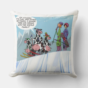Almohada de Algodón Jumbo de Vacas Divertidas Esqu