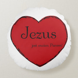 almohada de algodón redondo con corazón