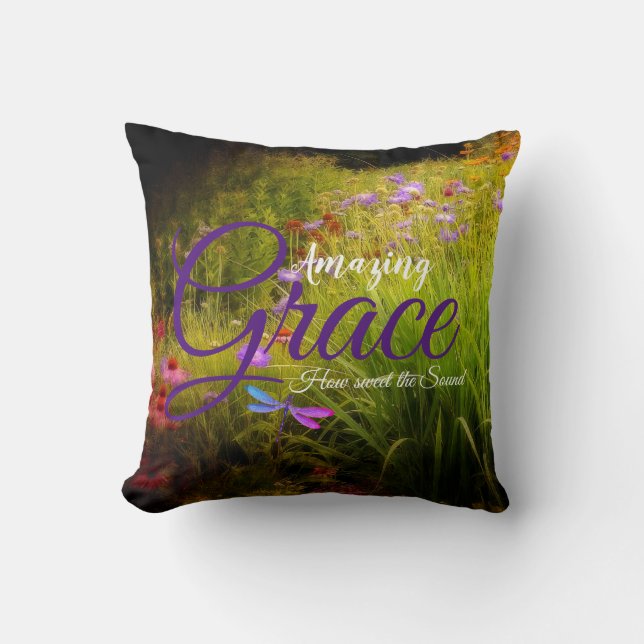 Almohada de Amazing Grace con flores silvestres (Anverso)