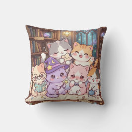 Almohada de amigos de la biblioteca de gatos