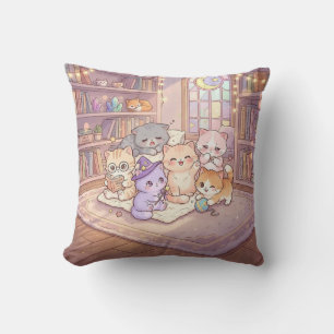 Almohada de amigos de la biblioteca de gatos paste