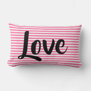 Almohada de amor a rayas rosadas, elija tamaño
