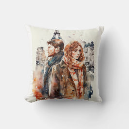Almohada de Amor al Acuarela en París
