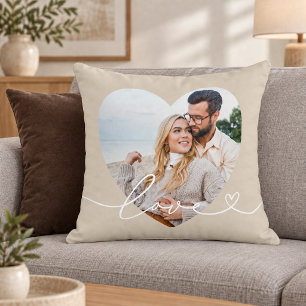 Almohada de Amor en Guión Corazón Foto Pareja