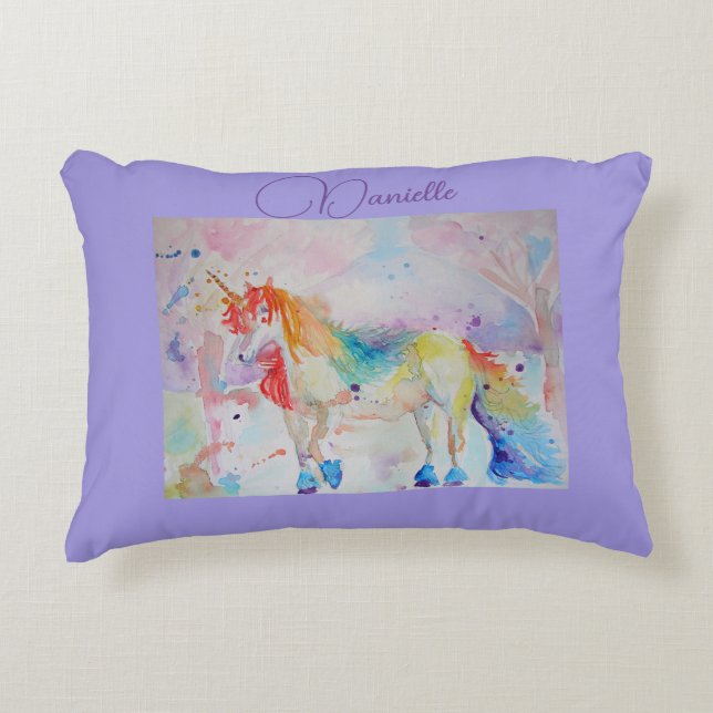 Almohada de amor para niñas de unicornio rosa arco (Anverso)