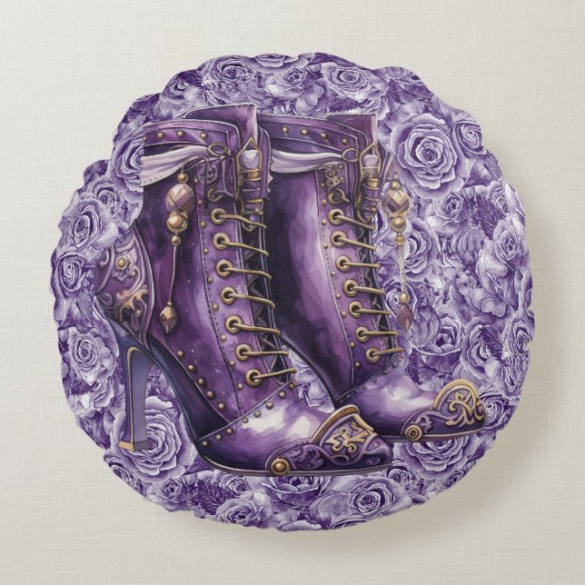 Almohada de Amor Sreanpunk de Rosa Púrpura Vibrant (Anverso)