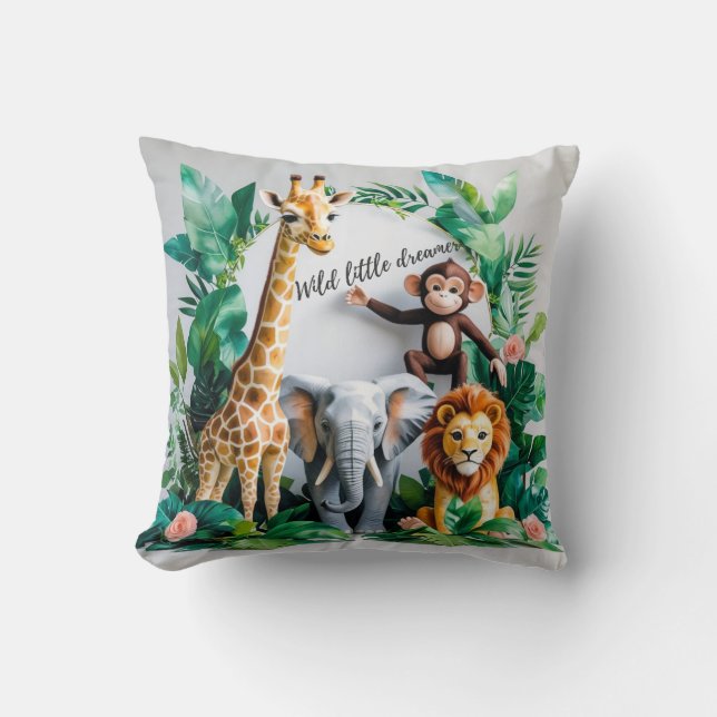 Almohada de Animales Salvajes de la Jungla – Peque (Anverso)
