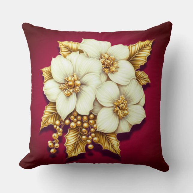 Almohada de aniversario floral de invierno (Anverso)