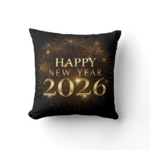 almohada de año nuevo confeti oro negro 2026
