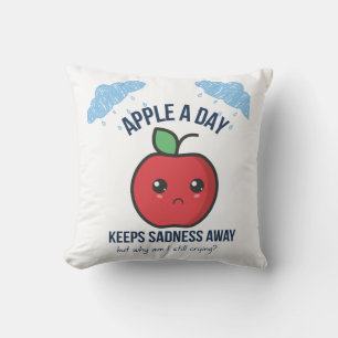Almohada de Apple triste kawaii - Fruta divertida 