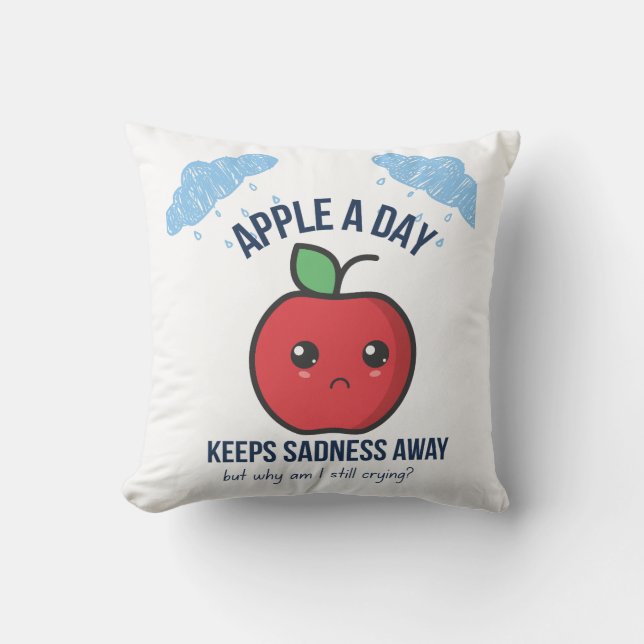 Almohada de Apple triste kawaii - Fruta divertida  (Anverso)