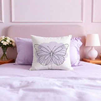 Almohada de aquarela de mariposa lavanda minimalis
