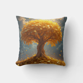 almohada de árbol de dinero dorado